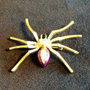 Austrian Crystal Enamel Spider Brooch